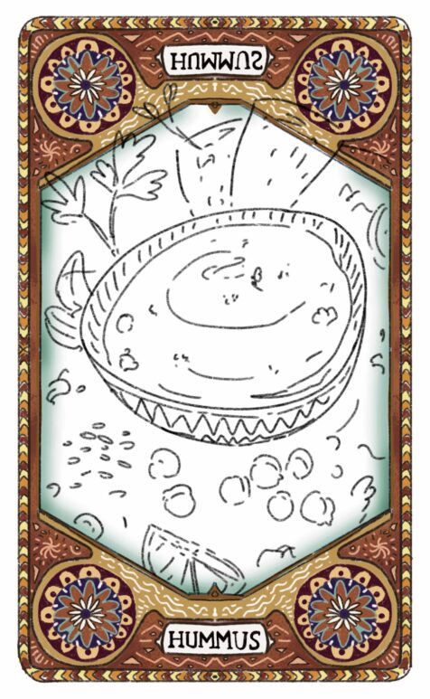 carta-hummus-bozza-02-carte-in-tavola Seconda bozza dell’illustrazione della carta hummus del progetto Carte in tavola.